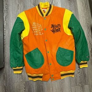 Akon Rare konvict Akon leather sleeve varsity jacket